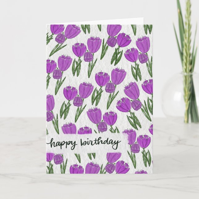 Cartão de Tulipas de Aniversário (Frente)