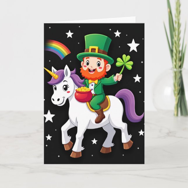 Cartão de Unicórnio Duende Sortudo (Frente)