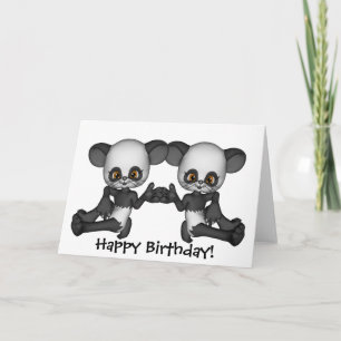 Cartão de Ursinho de Bebê Twin Panda