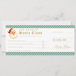 Cartão de Vale-Presente Cheque Papai Noel Verde