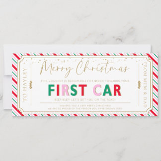 Cartão de Vale-Presente de Natal do Primeiro Carro