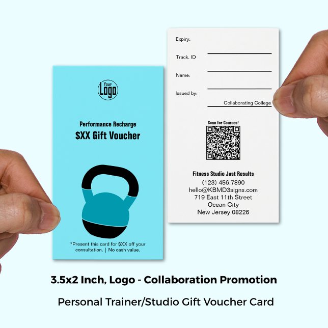 Cartão de Vale-Presente de Promo do Atleta Azul El (3.5x2 Inch, Bold Electric Blue Athlete Promo Gift Voucher Card)