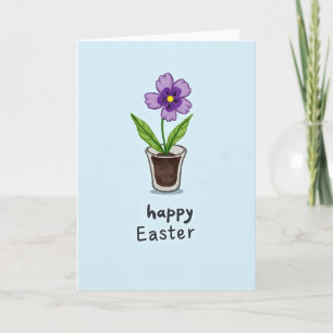 Cartão de Vaso de Flores da Páscoa Feliz