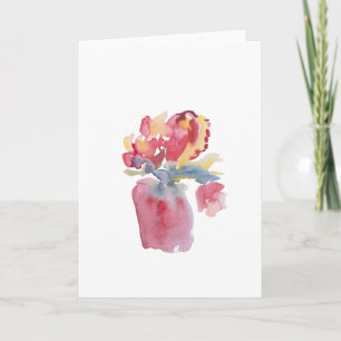 Cartão de vaso floral rosa