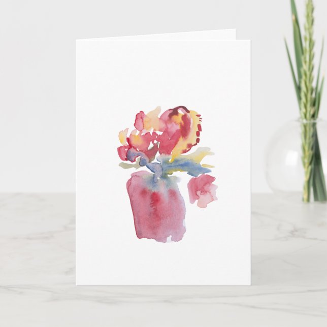 Cartão de vaso floral rosa (Frente)