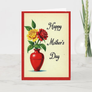 Cartão de Vaso Floral Vermelho Tijolo