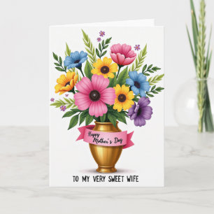 Cartão de Vaso Listrado de Flores