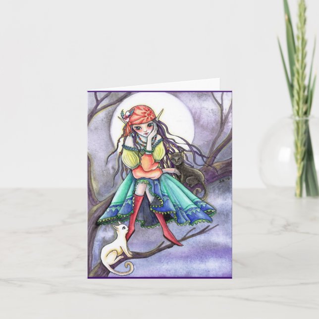 Cartão de vazio - Bruxa Cigana E Gato ~~* O Visita (Frente)