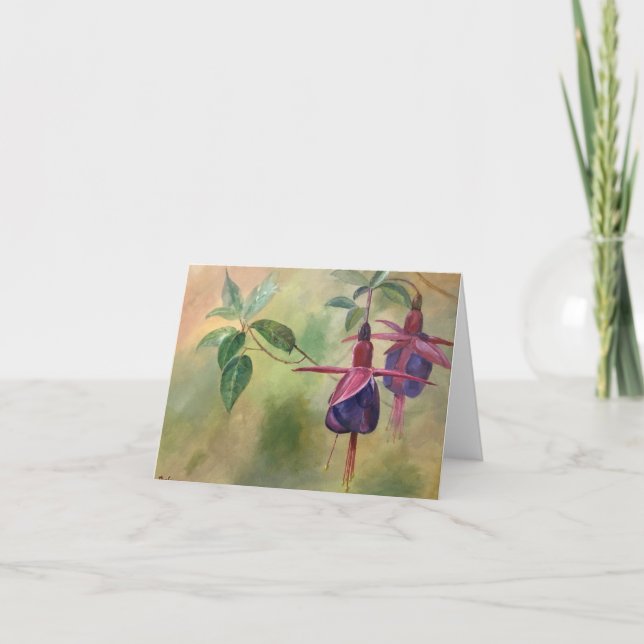 Cartão de vazio com design de flor da Fuchsia (Frente)