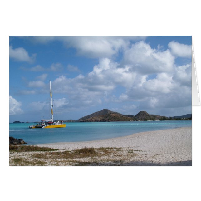 Cartão de vazio com imagem de Catamaran Antígua (Frente horizontal)