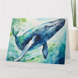 Cartão de vazio de baleia de aquarelas
