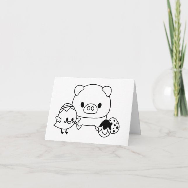 Cartão de VAZIO de Panela e Pintinho (Galinha) (Frente)