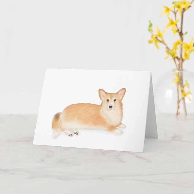 Cartão de vazio Red Pembroke Welsh Corgi (Flor Amarela)