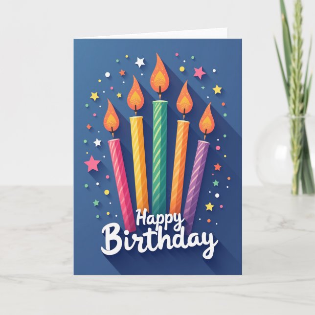 Cartão de Vela de Aniversário Alegre (Frente)