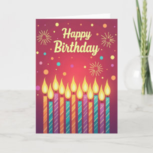 Cartão de Vela de Aniversário Brilhante