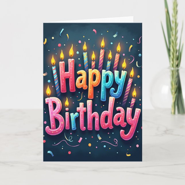 Cartão de Vela de Aniversário Listrada (Frente)