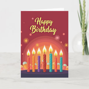 Cartão de Vela de Aniversário Vibrante