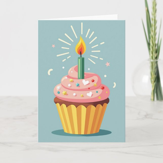 Cartão de Vela de Cupcake Doce (Frente)