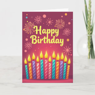 Cartão de Vela Listrada de Aniversário