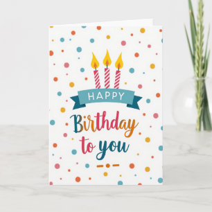 Cartão de Vela Listrada de Aniversário Alegre