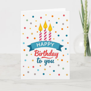 Cartão de Velas Alegres de Aniversário