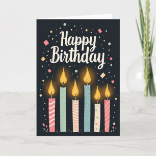 Cartão de Velas com Padrões para Aniversário Alegr