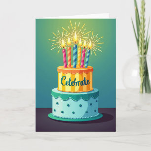 Cartão de Velas de Bolo de Aniversário