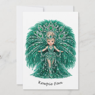 Cartão de Ventoinha Kewpie de Penas Esmeralda