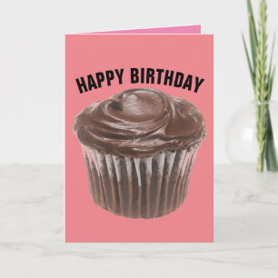 CARTÃO DE VERSÃO DE ANIVERSÁRIO DE CUPCAKE CHOCOLA