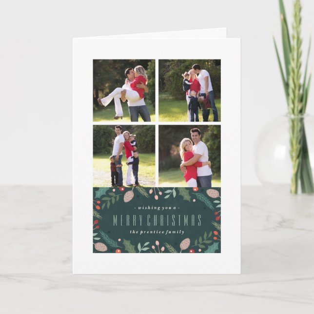 Cartão de Vestígio de Natal da Folhagem de inverno (Frente)