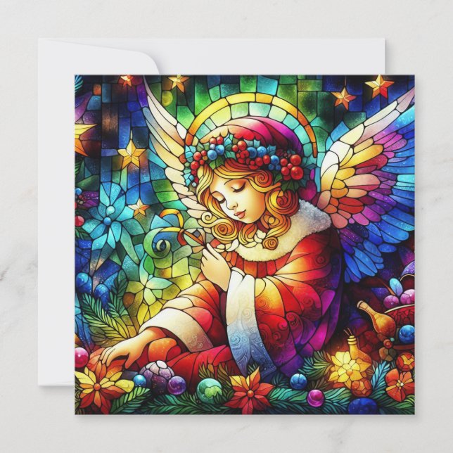 Cartão de Vestígio de Vidro com Aquarela de Natal (Frente)