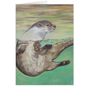 Cartão de Vestimento de Pintura de Lontra-Fluvial