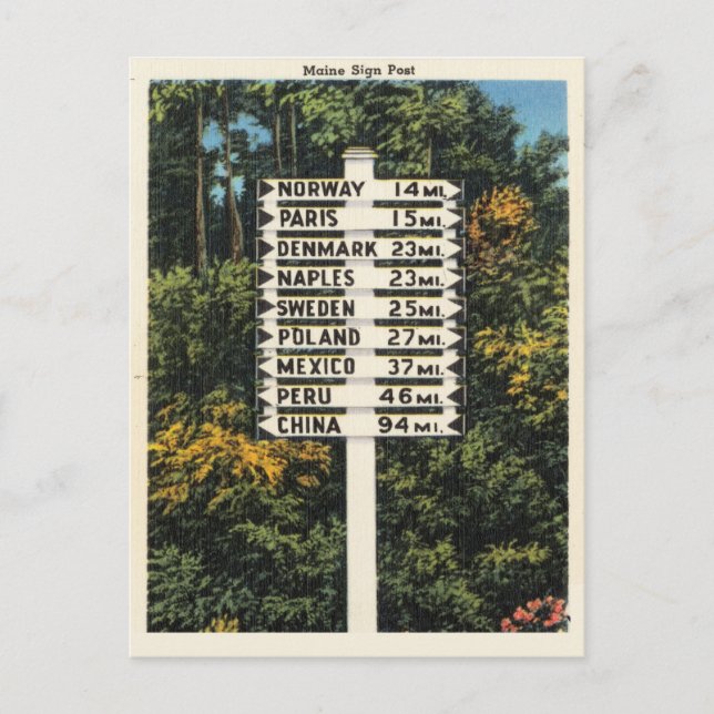 Cartão de Viagem Antigo do Maine para Paris, China (Frente)