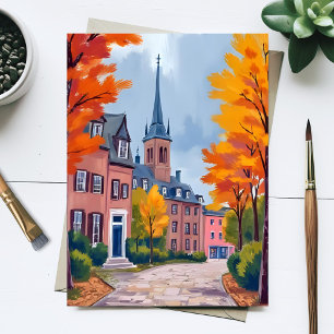 Cartão de Viagem de Aquarela de Rua de Aldeia Euro