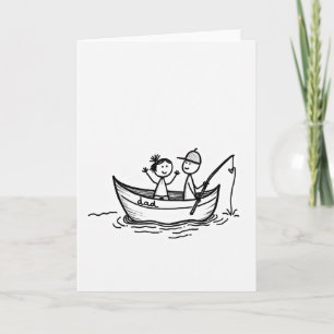 Cartão de Viagem de Pesca dos Pais Simples