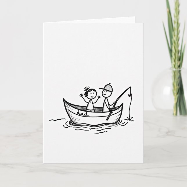 Cartão de Viagem de Pesca dos Pais Simples (Frente)
