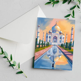 Cartão de Viagem de Pintura do Taj Mahal Índia