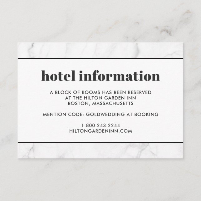 Cartão de Viagem do Hotel Marble Black & White Wed (Frente)