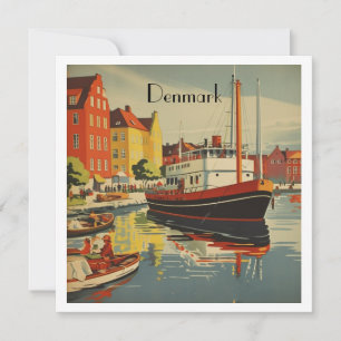 Cartão de viagem vintage da Dinamarca personalizáv