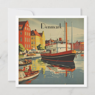 Cartão de viagem vintage da Dinamarca personalizáv