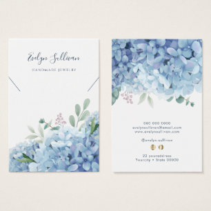 Cartão de vídeo de colar hydrangea azul