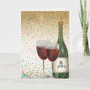 Cartão de vinho de 76º aniversário