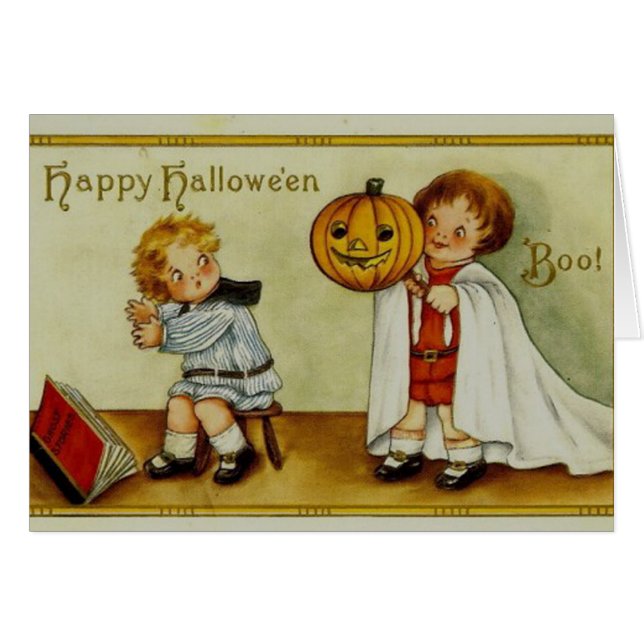 Cartão de Vintage Halloween (Frente Horizontal)