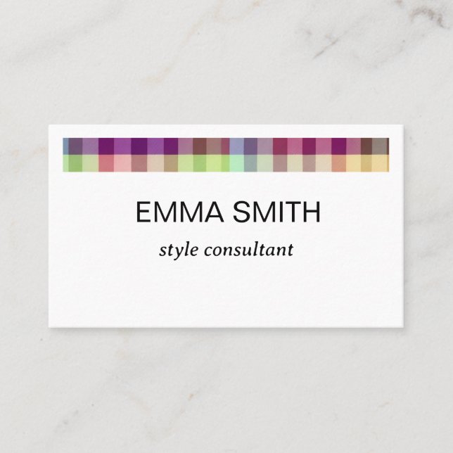 CARTÃO DE VISITA カラフルでキュートでポップな色合いのギンガムチェックの名刺 (Frente)