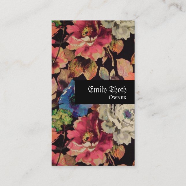 CARTÃO DE VISITA 大人っぽいデザインのお花の (Frente)