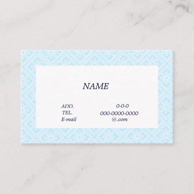 CARTÃO DE VISITA 文字　カスタマイズ　菊　ブルー 名刺 (Frente)