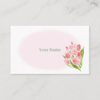 CARTÃO DE VISITA 水彩で描いたピンクのチューリップ　名刺