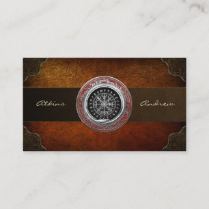 Cartão De Visita [001] Compasso Runic mágico de prata de Vegvisir -