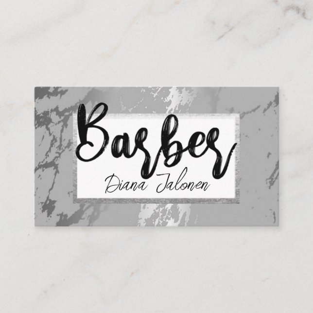 Cartão De Visita 100 Cinza Lembrete de Compromisso Barber (Frente)
