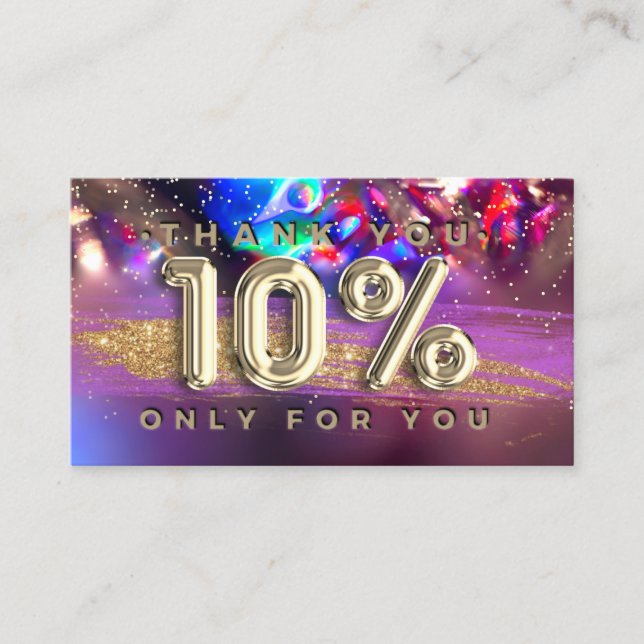 Cartão De Visita 100 CÓDIGO QRCODE 10%OFF Hológrafo Dourado do Obri (Frente)